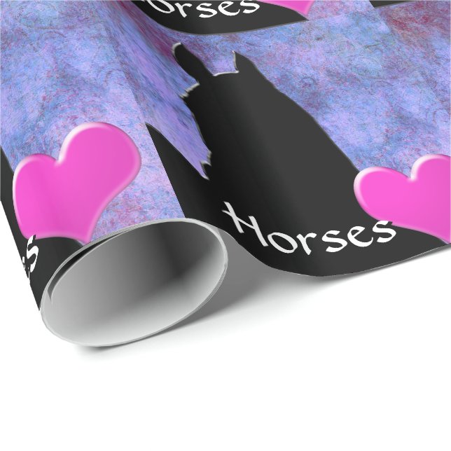 Papier Cadeau Chevaux de coeur I (violet/bleu) (Coin rond)