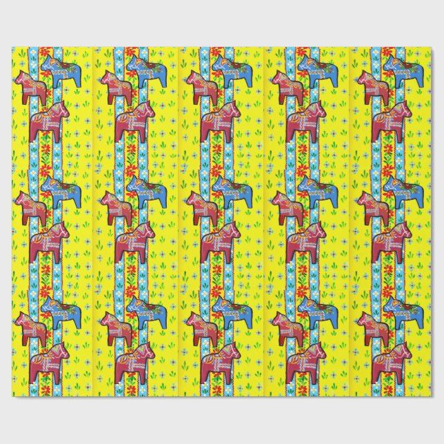 Papier Cadeau Chevaux de Dala (Plat)