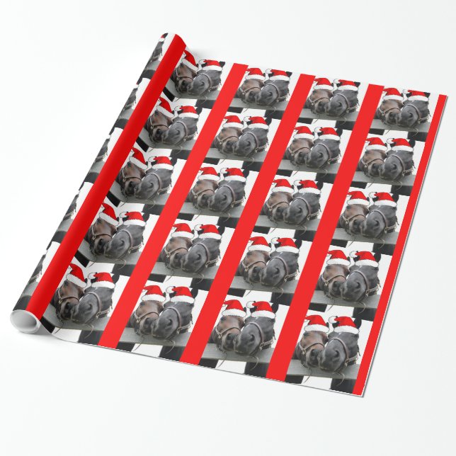 Papier Cadeau Chevaux de Noël (Déroulé)