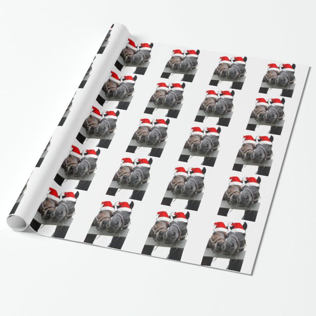 Papier Cadeau Chevaux de Noël (Déroulé)