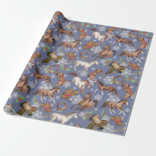 Papier Cadeau Chevaux de Noël occidentaux
