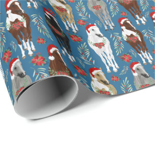 Papier Cadeau Chevaux en chapeaux de Noël Papier d'enveloppement