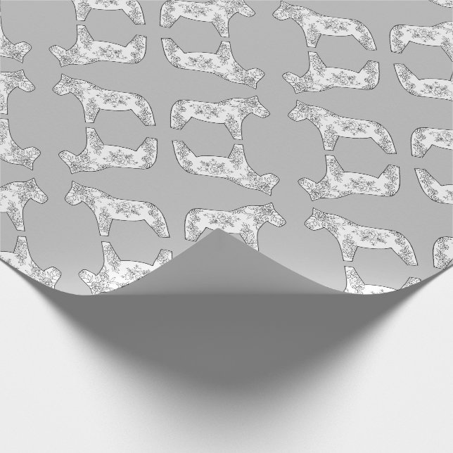 Papier Cadeau Chevaux noir et blanc (Coin)