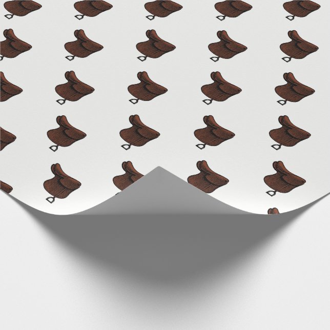 Papier Cadeau Chevaux - Preppy Equestrio couleur de selle (Coin)