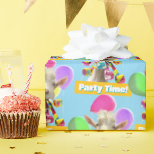 Papier Cadeau Chèvre avec des pétards de fête