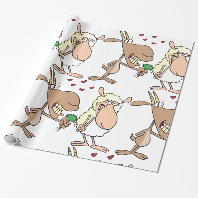 Papier Cadeau Chèvre et mouton amoureux (Déroulé)