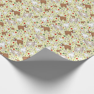 Papier Cadeau Chèvres en Jaune