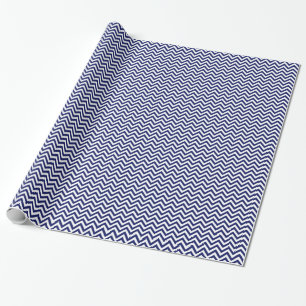 Papier Cadeau Chevron en bleu et blanc
