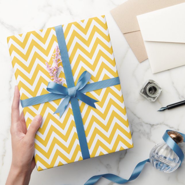 Papier Cadeau Chevron jaune et blanc (Cadeaux)