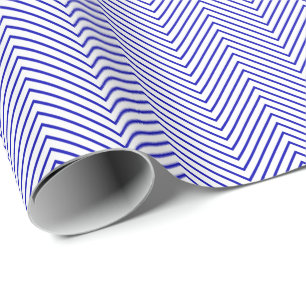 Papier Cadeau Chevron Line Royal Blue en blanc