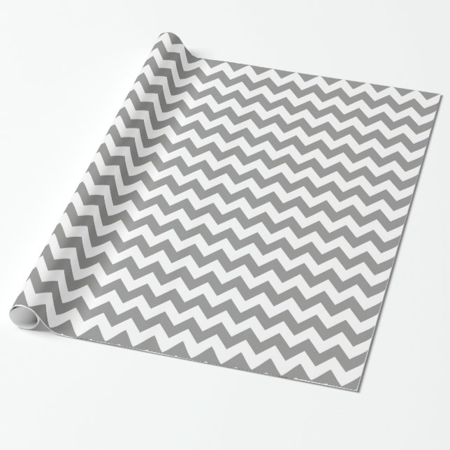 Papier Cadeau Chevron moderne gris et blanc (Déroulé)