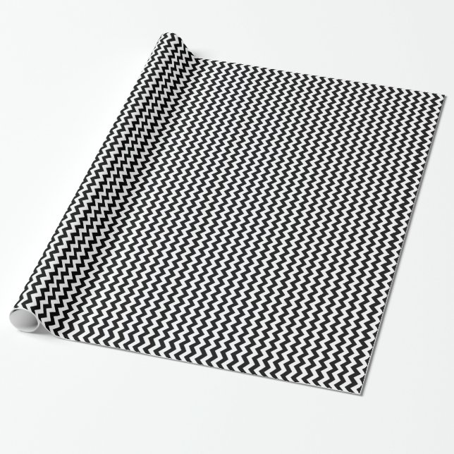 Papier Cadeau Chevron noir et blanc Zig Zag (Déroulé)