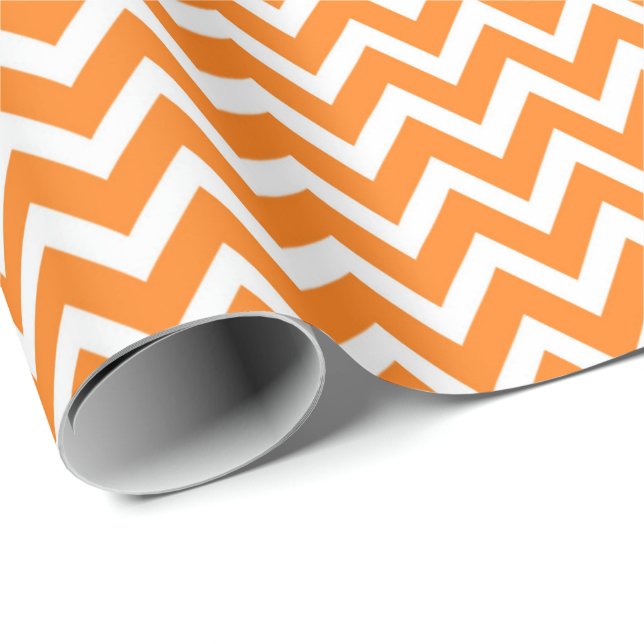 Papier Cadeau Chevron Orange (Coin rond)