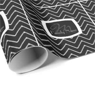 Papier Cadeau Chevron personnalisable métallique/argent