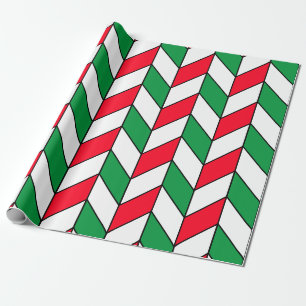 Papier Cadeau Chevron rouge vert moderne de Noël Herringbone Che