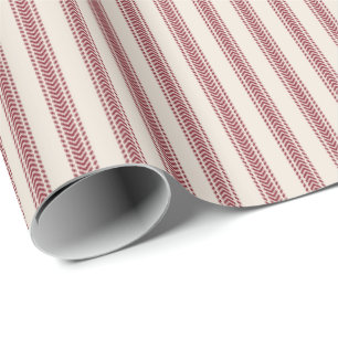 Papier Cadeau Chevron Rouges à rayures à ticks sur fond sable