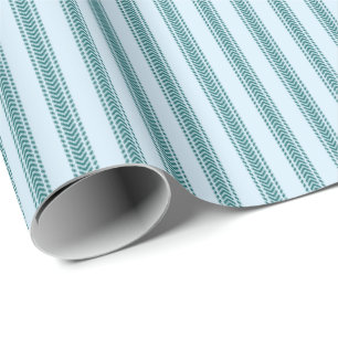 Papier Cadeau Chevron Turquoise en rayures à pois sur fond bleu