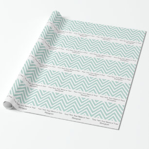 Papier Cadeau Chevron vert et blanc en bon état   personnalisé