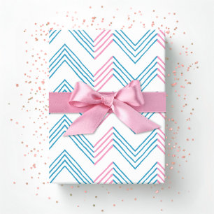 Papier Cadeau Chevron Ziggy rose et aqua