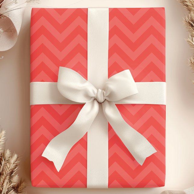 Papier Cadeau Chevron Zigzag Rouge (Créateur téléchargé)