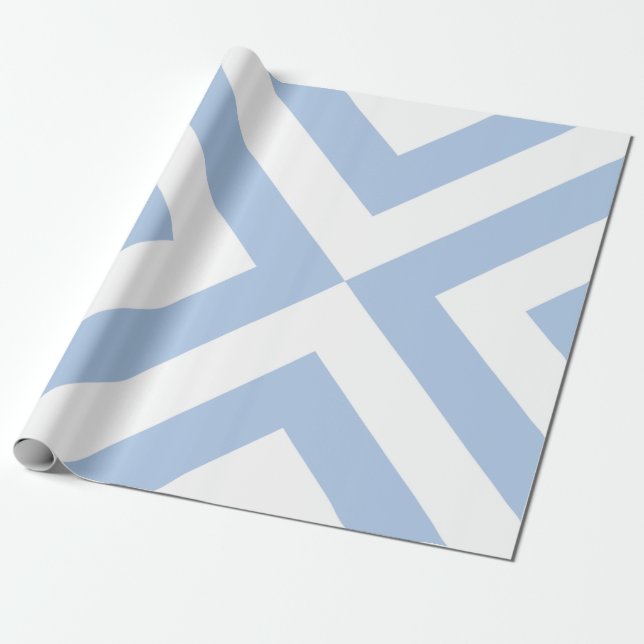 Papier Cadeau Chevrons bleu clair et blanc (Déroulé)