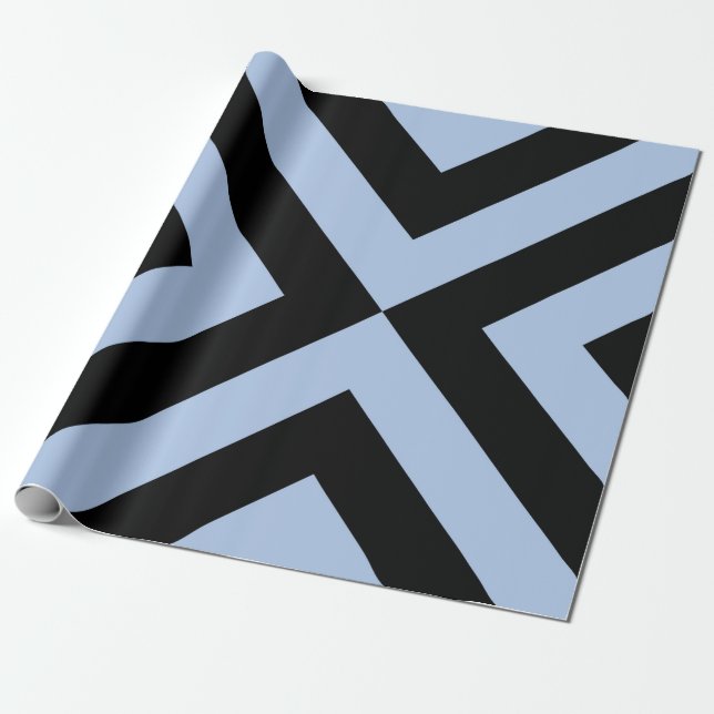 Papier Cadeau Chevrons bleu clair et noir (Déroulé)