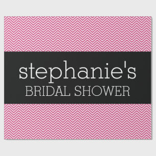 Papier Cadeau Chevrons de Fête des mariées rose et noire chaud