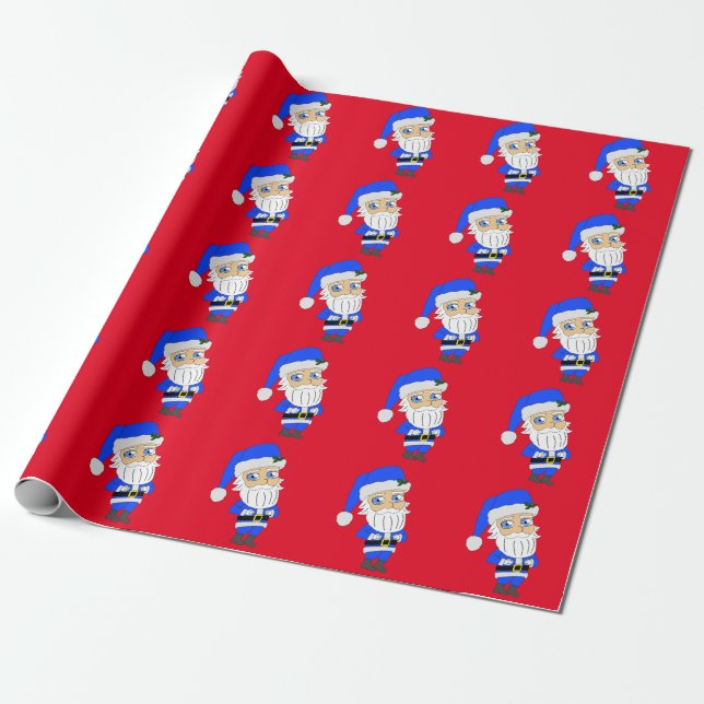 Papier Cadeau Chibi Blue Suit Père Noël (Déroulé)