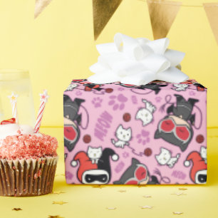 Papier Cadeau Chibi Catwoman, Harley Quinn & Kittens Motif