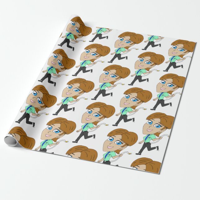 Papier Cadeau chibi fille avec une queue (Déroulé)