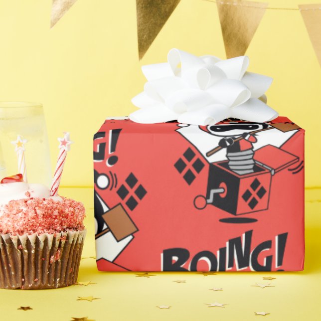 Papier Cadeau Chibi Harley-Quinn-In-A-Box Avec Marteau (Fête d'anniversaire)