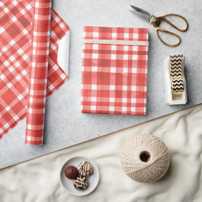 Papier Cadeau Chic Aquarelle rouge motif (Artisanat)