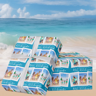 Papier Cadeau Chic Blue Mele Kalikimaka Beach Photo Noël