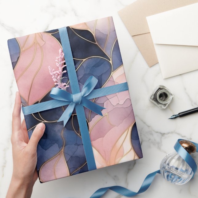 Papier Cadeau Chic Blue Rose Abstrait Anniversaire (Cadeaux)