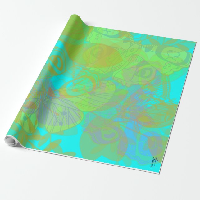 Papier Cadeau Chic Butterfly Aquamarine (Déroulé)