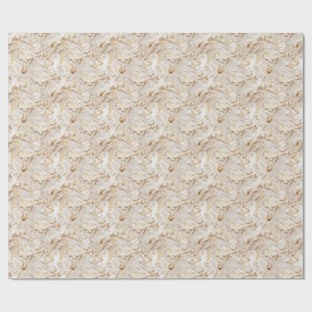 Papier Cadeau Chic, Elegant Crèmes & cuir texture fleur look (Plat)