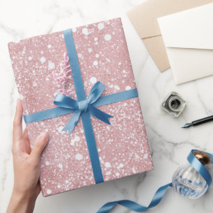Papier Cadeau Chic Féminin Rose Pâle Paillettes Motif