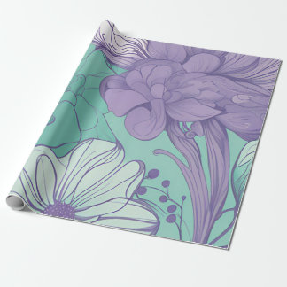 Papier Cadeau Chic floral de menthe et de lavande