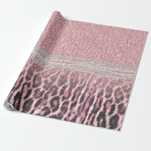 Papier Cadeau Chic Girly Pink Leopard animal print Glitter Image