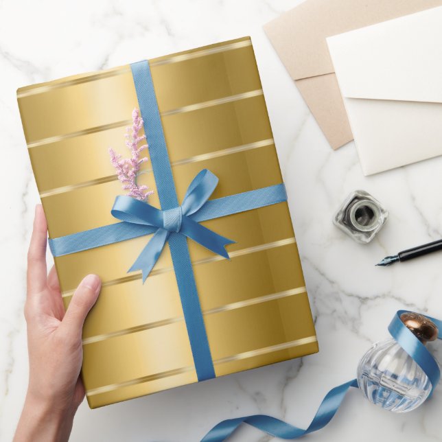 Papier Cadeau Chic Glam Ruban Doré Baby Shower (Cadeaux)