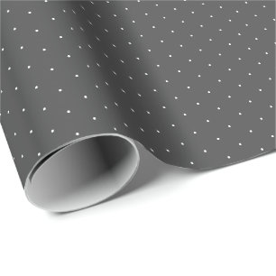 Papier Cadeau Chic gris charbon blanc petit motif pois