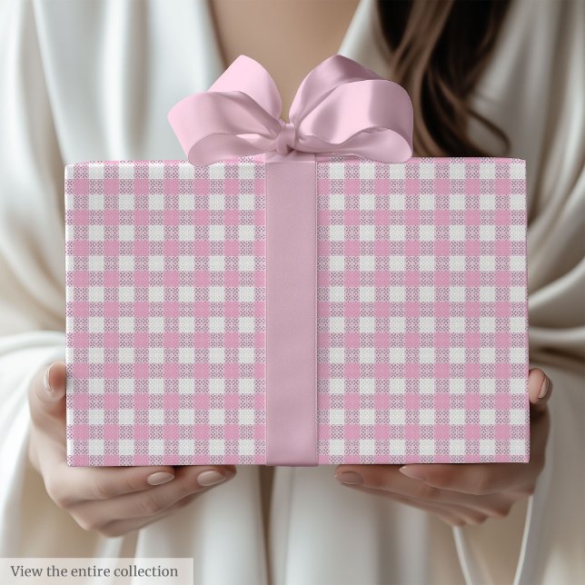 Papier Cadeau Chic Light Pink Checkered 60th Birthday Gift Wrap (Chic Light Pink Checkered 60th Birthday Gift Wrap)