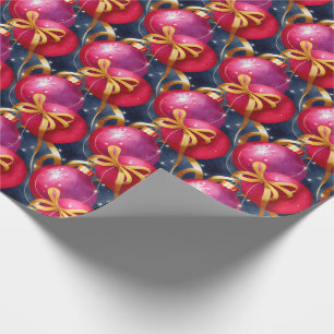 Papier Cadeau Chic Luxe Aquarelle de Noël Bauble pourpre