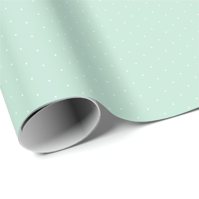 Papier Cadeau Chic menthe verte blanche minuscule pois mignon (Coin rond)