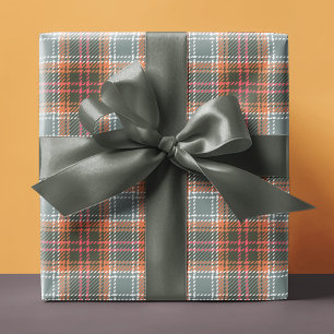 Papier Cadeau Chic moderne gris orange plaid Tweed Motif cadeau