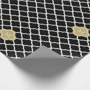 Papier Cadeau Chic Monogram Quatrefoil Motif Art Déco Mariage