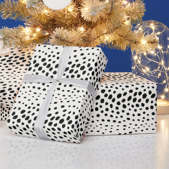 Papier Cadeau Chic noir blanc cheetah imprimer motif monogramme (Vacances)