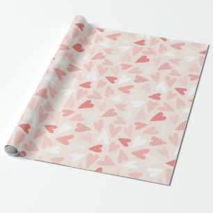 Papier Cadeau Chic Pink Hearts Saint Valentin