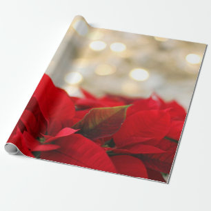 Papier Cadeau Chic Poinsettia de Noël pour les Fêtes