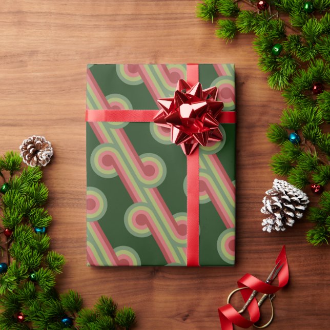 Papier Cadeau Chic Retro Funky Abstrait Waves Art Motif (Cadeau de vacances)